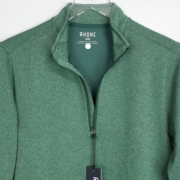 NWT Rhone commuter 1/4 zip long sleeve knit pullover sweater trekking green